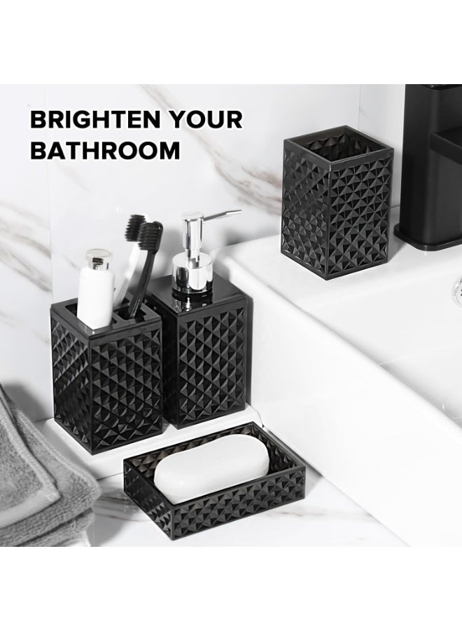 YelaJoy Black Bathroom Accessories Set, 4 Pack Matte Black Bath Accessory Sets Complete, Acrylic Soap Dispenser and Toothbrush Holder Set for Bathroom Counter Sink, Modern Bathroom Decor - Image 5